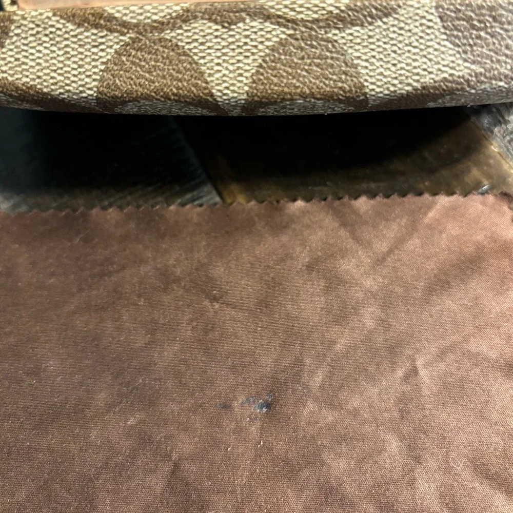 Coach Tan and Brown Patterned Eye Glass Case